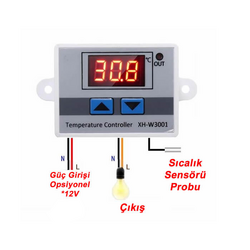 12V Xh-W3001 Dijital Termostat - Thumbnail