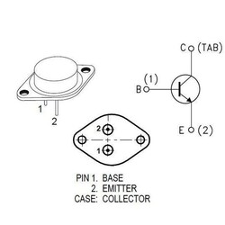 2N3055G 15A 60V NPN Transistor TO-3 - Thumbnail