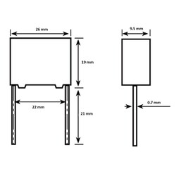 470nF 310V Polyester Kondansatör X2 22mm - Thumbnail