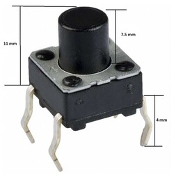 6x6 11mm Tach Buton (4 Leg) - Thumbnail