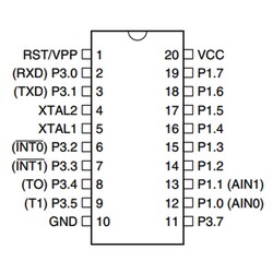 AT89C2051-24PU 8-Bit 24MHz Mikrodenetleyici DIP-20 - Thumbnail