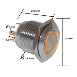 Drn416 16mm Metal Beyaz Ledli Yaylı Buton 12V-24V - Thumbnail