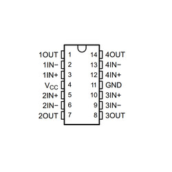 LM224 OpAmp Integrated SOIC-14 SMD - Thumbnail