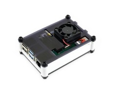 Black / White Acrylic Case for Raspberry Pi 4 with Cooling Fan - Thumbnail