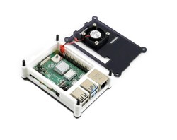 Black / White Acrylic Case for Raspberry Pi 4 with Cooling Fan - Thumbnail