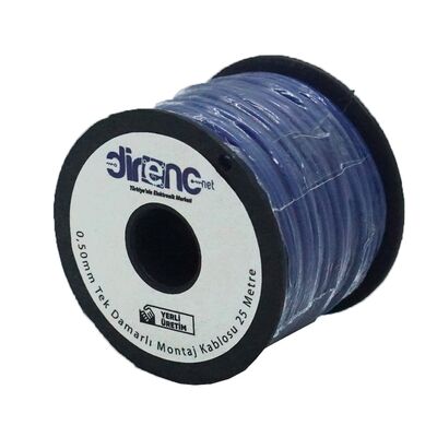 Tek Damarlı Montaj Kablosu 24AWG 25 Metre Mavi